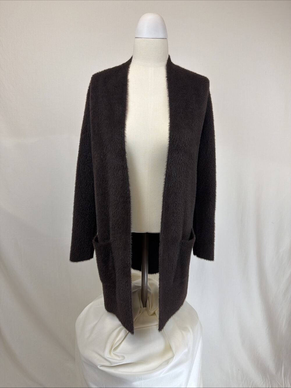 NWT Love Token Brown Ultra Soft Long Open Cardigan Sweater MED #0690